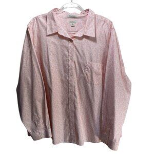 LL Bean Wrinkle Resistant Button Up Shirt Womens 3X.Pink Paisley Career Classy